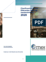 Clasificacion de Los Diferentes Tipos de Mantenimiento