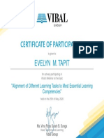 Certificate of Participation: Evelyn M. Tapit