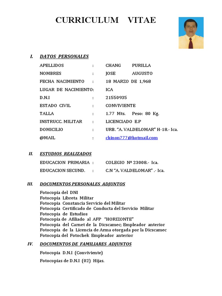1225-Curriculum Vitae+ +jose++chang+purilla | PDF | Business
