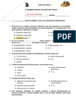 Examen de tractor oruga con preguntas sobre componentes, clasificaciones y propósitos