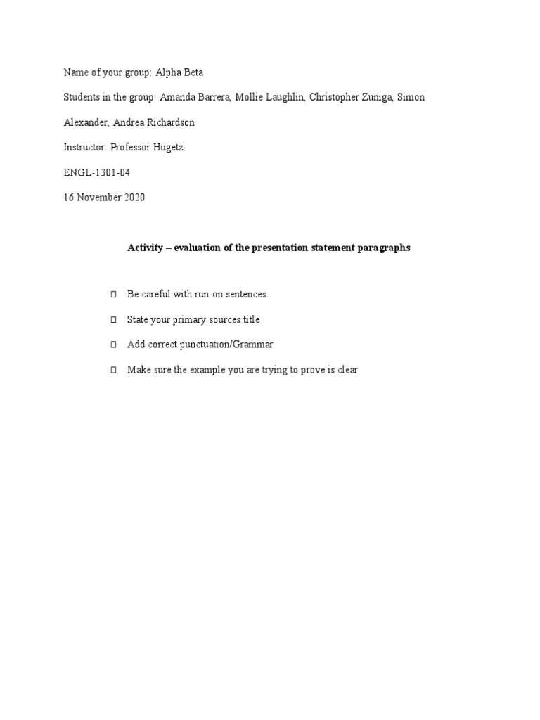Notes For Presentation Statement | PDF | Language Arts & Discipline ...