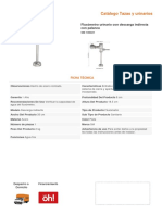 Fluxómetro urinario acero cromado descarga indirecta palanca