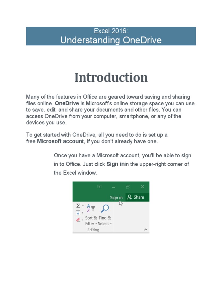 OneDrive Basics for Excel 2016 Users | PDF | Art | Computers