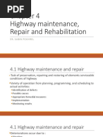 Highway Maintenance, Repair and Rehabilitation: Er. Sabin Pokhrel