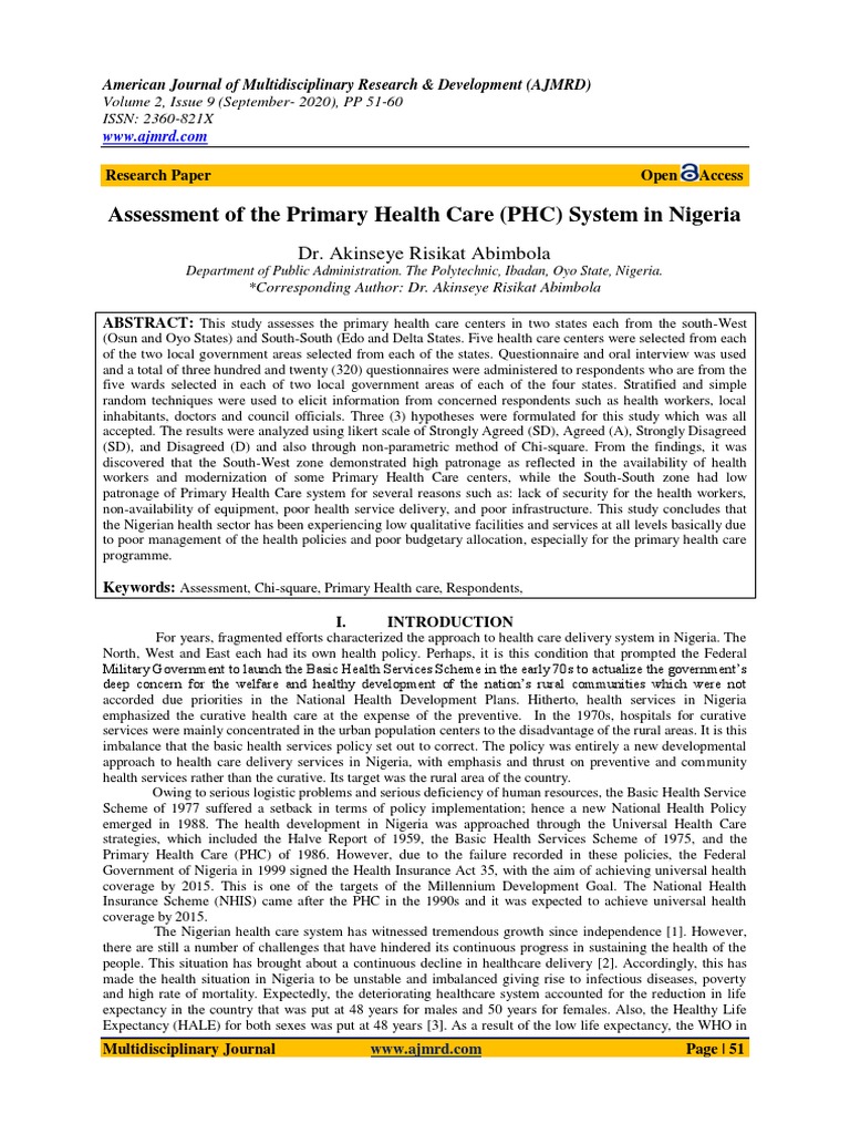 Assessment of Nigeria's PHC System | PDF | Health Care | Nigeria
