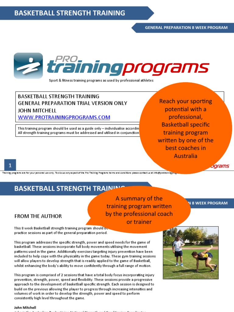 Basketball Strength Training General Preparation Example PDF