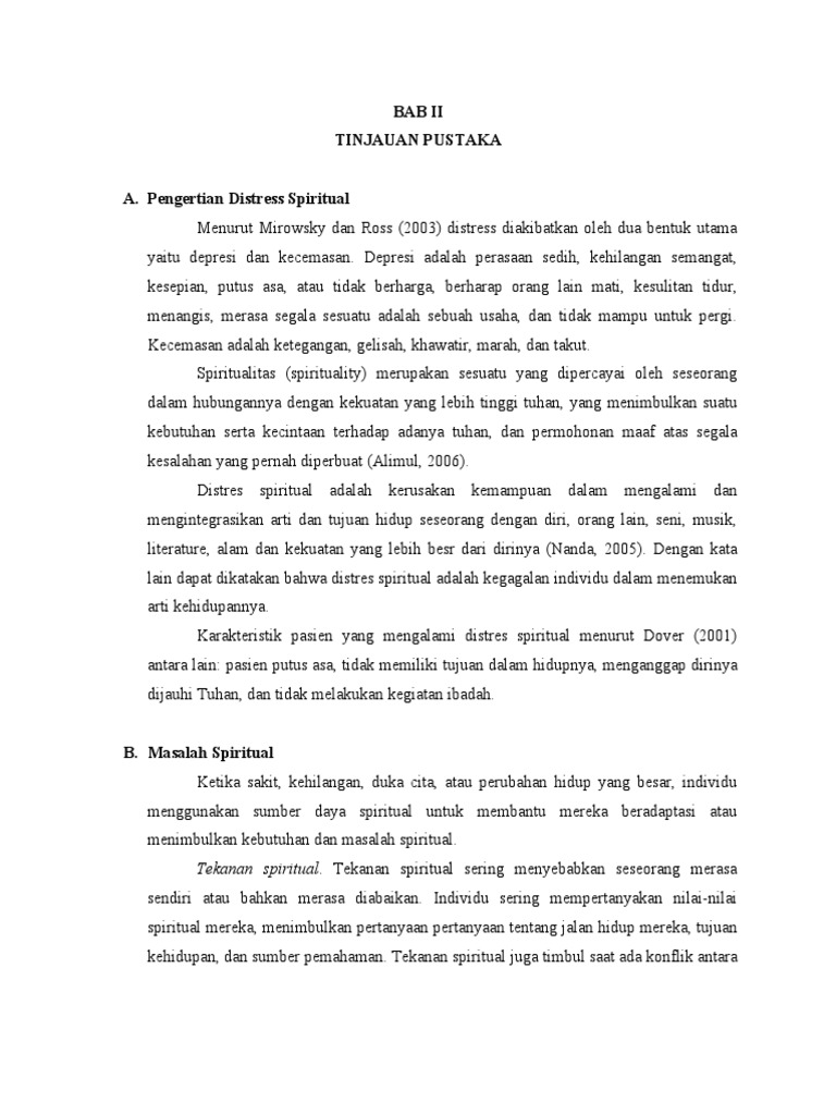 Bab Ii Tinjauan Pustaka Distress Spiritual