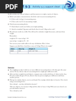 Worksheet 9.3: Activity 9.3 Support Sheet