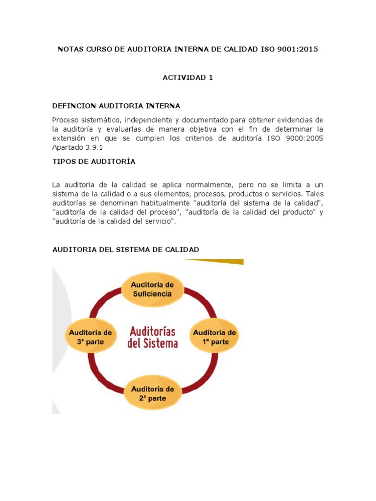 Auditoría Interna de Calidad ISO 9001 | PDF