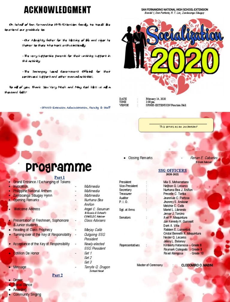 SFNHS-Extension Acknowledgment & Event Program | PDF