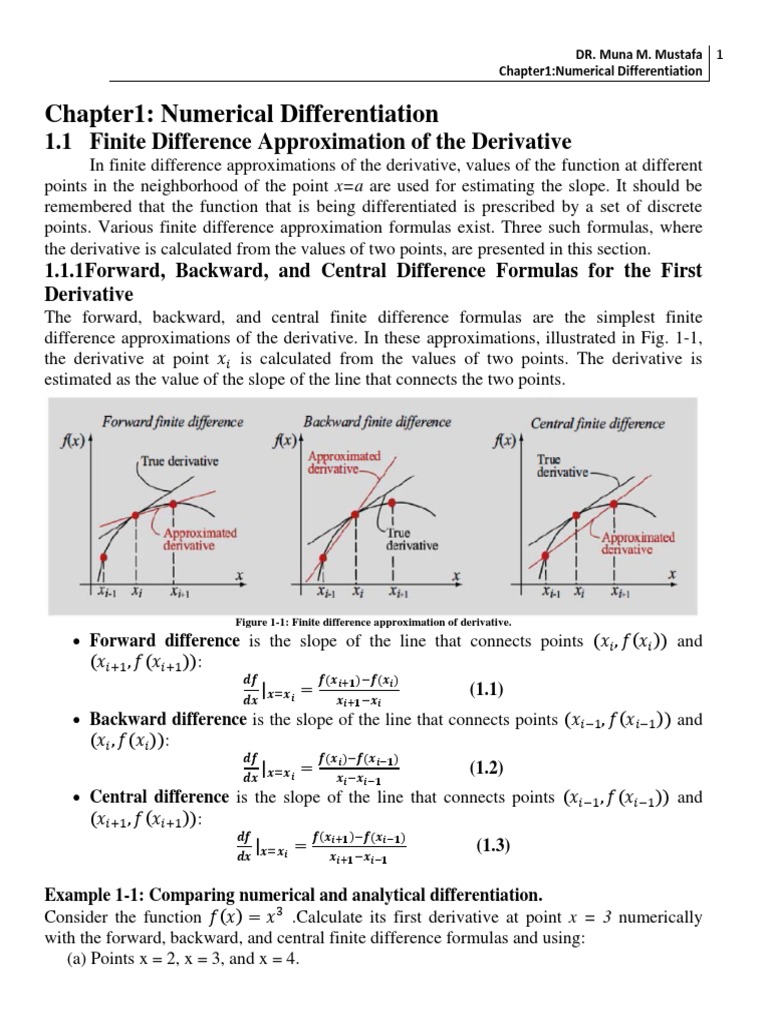 Chapter1: Numerical Differentiation: 1.1 Finite Difference ...