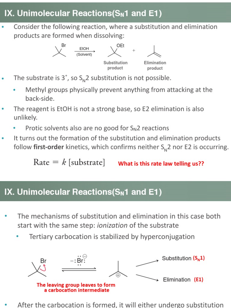 SN1 and E1 Mechanisms Explained | PDF | Chemical Reactions | Organic ...
