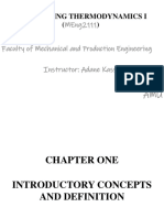 Engineering Thermodynamics I : Meng2111 Faculty of Mechanical and Production Engineering Instructor: Adane Kassa