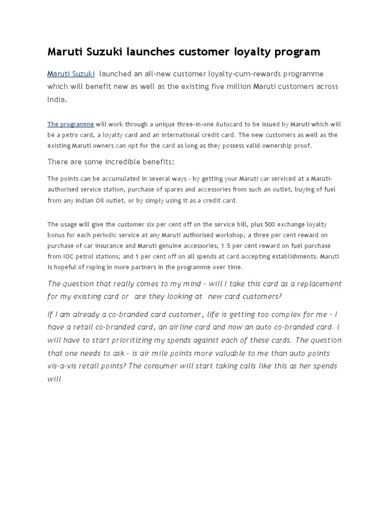 Customer Loyalty Program | PDF | Finance & Money Management