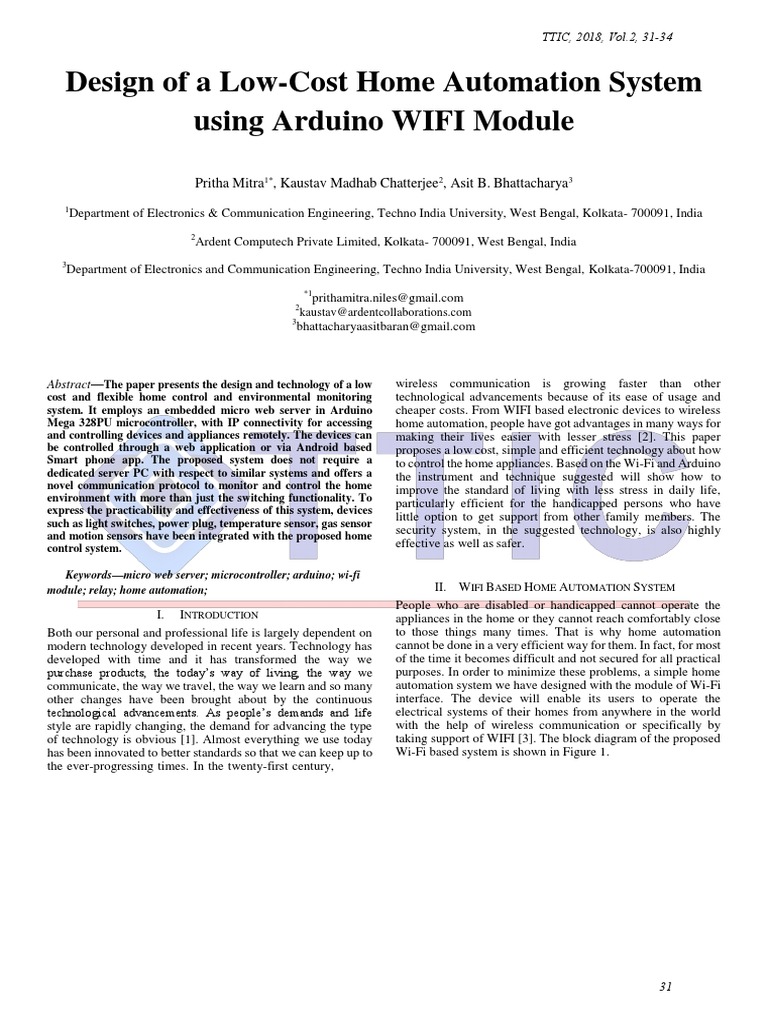 Design of A Low-Cost Home Automation System Using Arduino WIFI Module ...