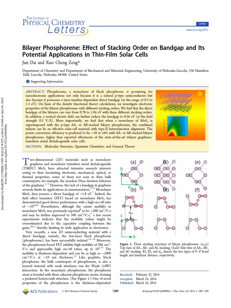 Effect of Stacking Order On Bandgap and Its | PDF | Solid State ...