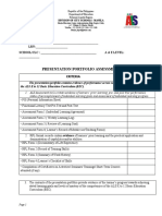 Presentation Portfolio Assessment Criteria Points