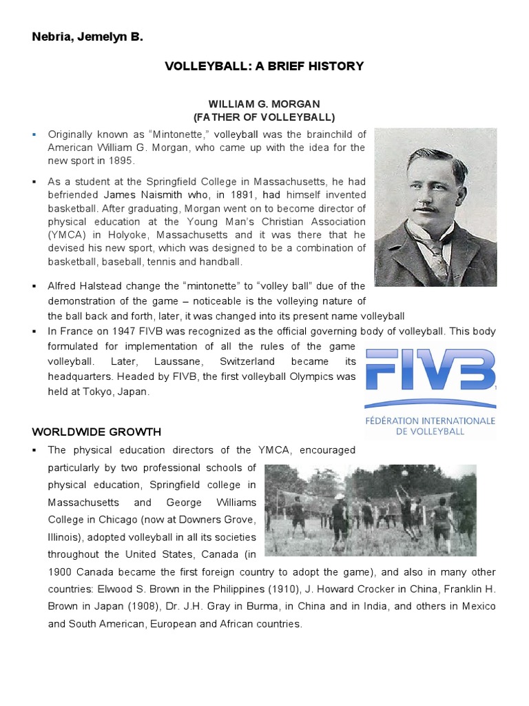 Nebria, Jemelyn B. Volleyball A Brief History William G.