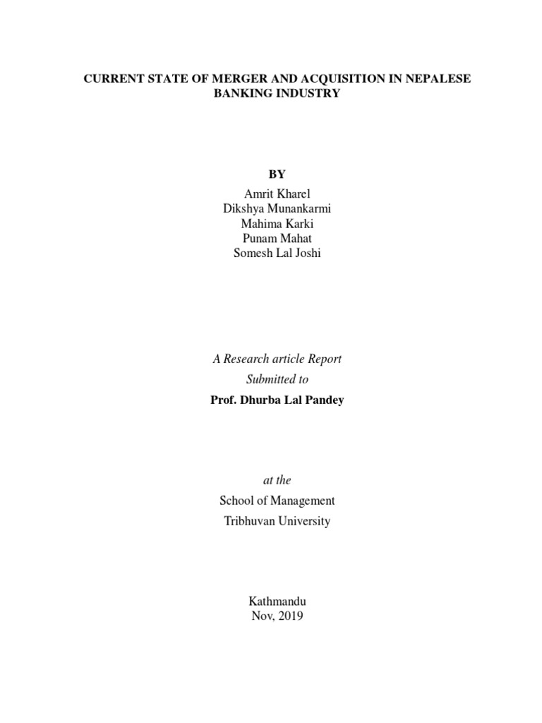 M&A of Nepalese Banking | PDF | Mergers And Acquisitions | Chi Squared Test