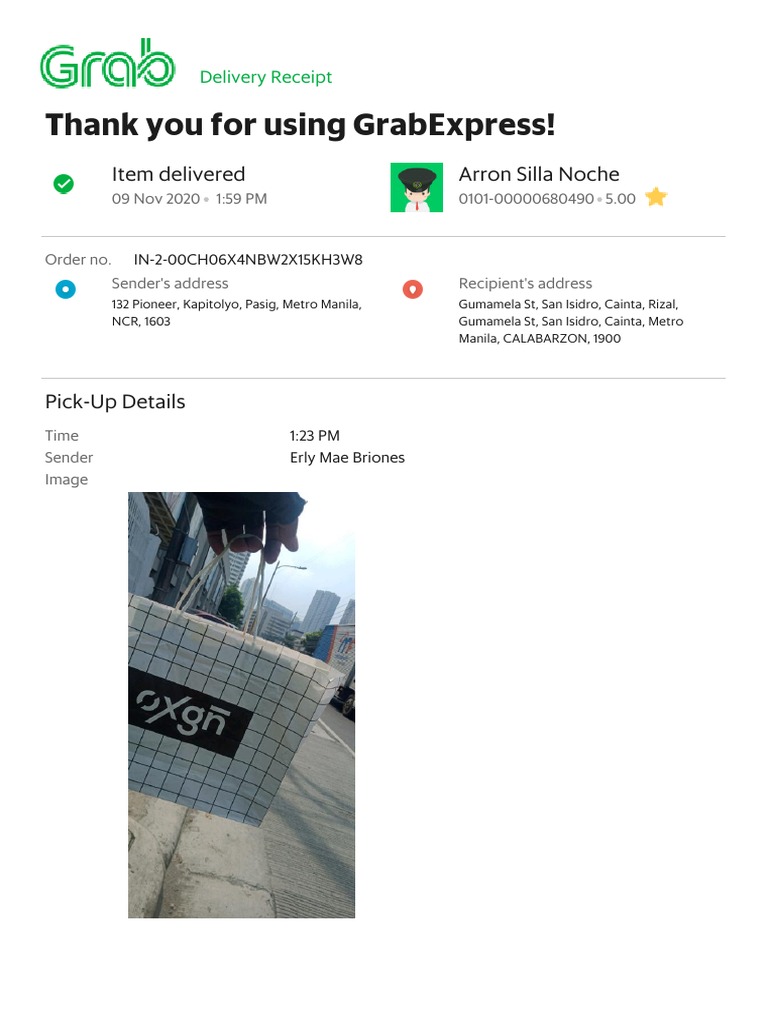 GrabExpress Delivery Receipt Details | PDF | Government | Weaponry