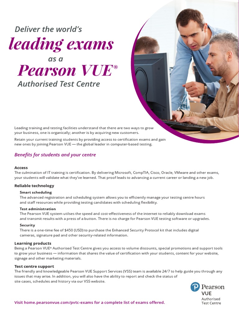 Pearson vue leading exams pdf comp tia test assessment 