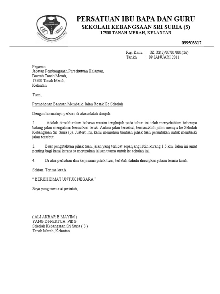 Contoh Surat Pekeliling Sekolah Buku Latihan