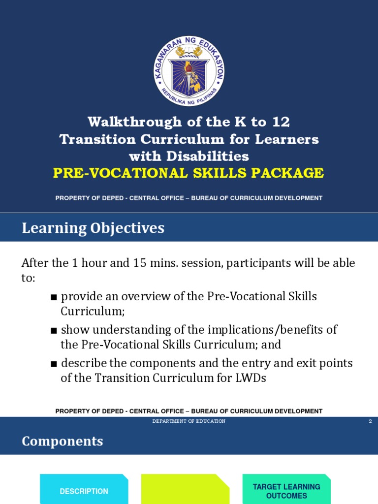 Pre-Vocational Skills for Learners with Disabilities | PDF | Curriculum ...