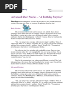 Advanced Short Story With Questions, A Birthday Surprise