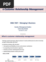 E-Customer Relationship Management: MBA 7607 - Managing E-Business