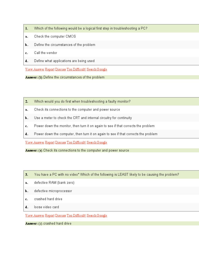 Computer Hardware Questions PDF Computer Network Computer Hardware