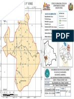 Mapa de poblaciones y vías del municipio de Paria en Oruro