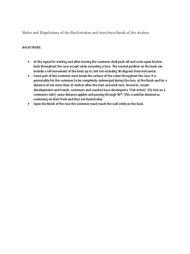 Backstroke Rules and Regulations Guide | PDF