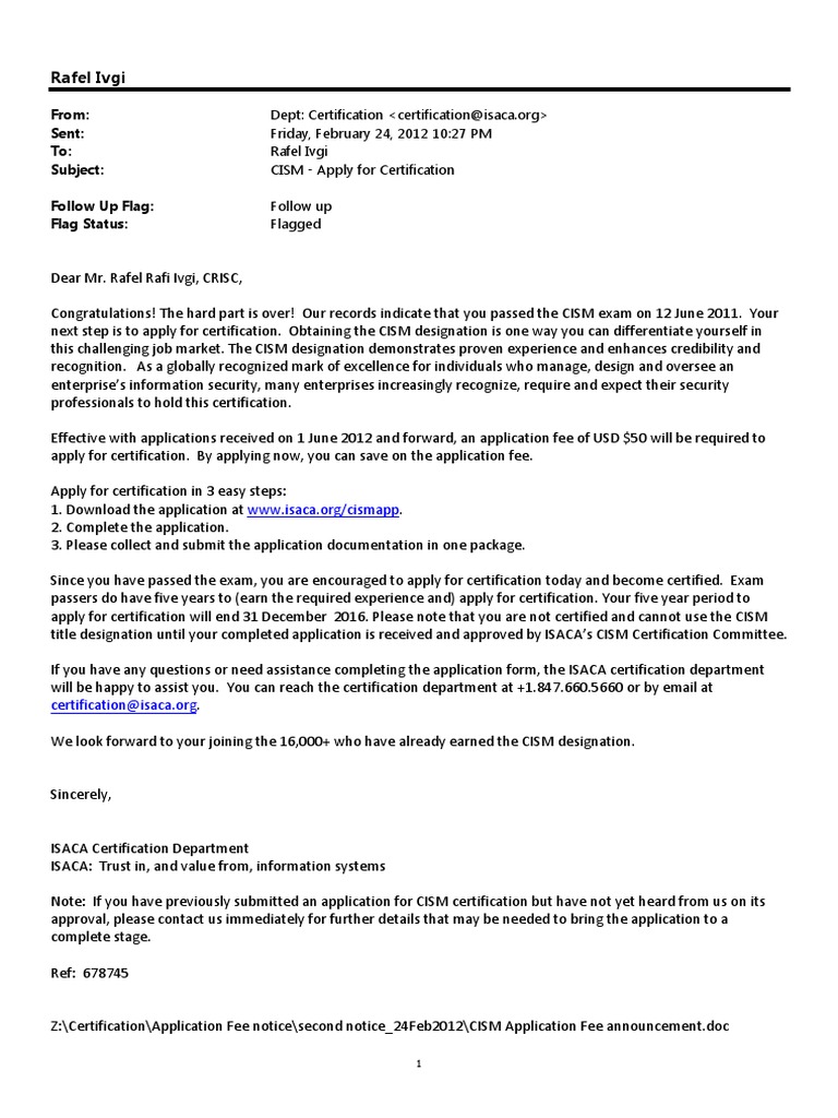 CISM Certification Application Guide | PDF | Business