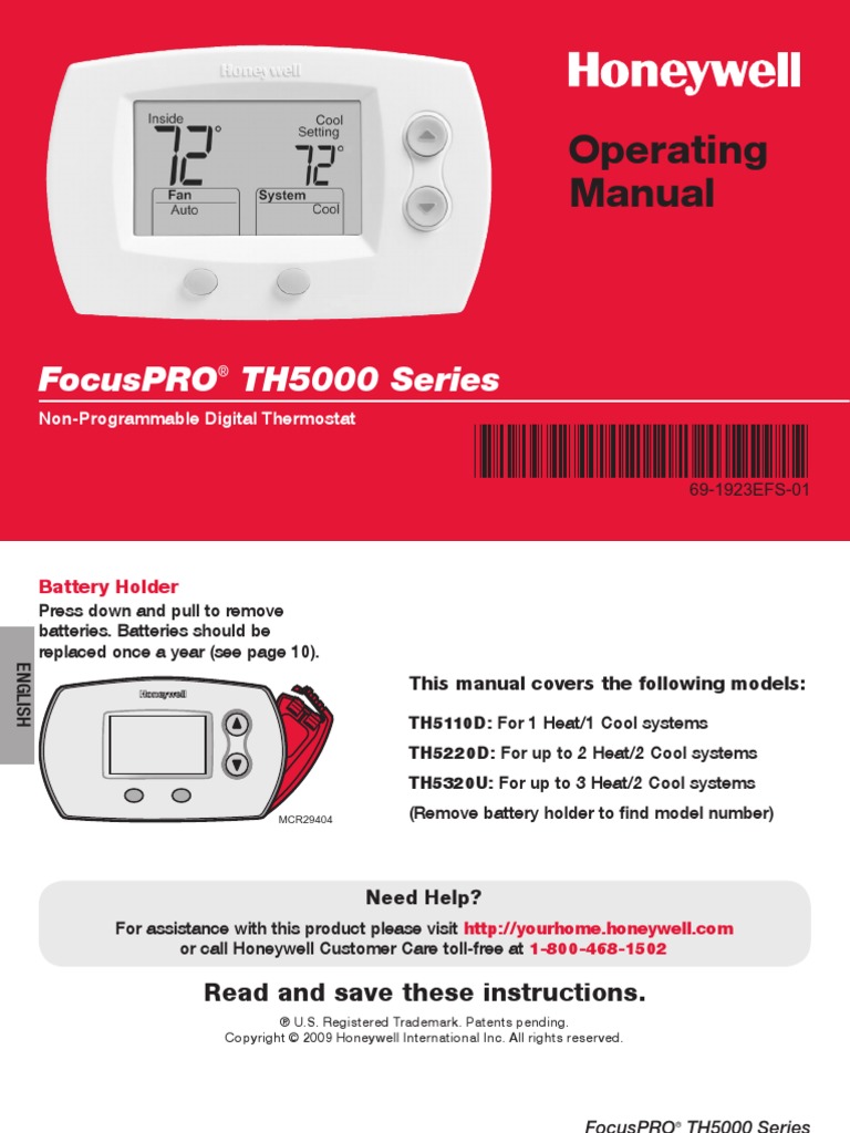 FocusPro 5000 Operating Instructions PDF Thermostat Heating