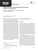 Patient Benefit From Cochlear Implantation in Single-Sided Deafness: A 1-Year Follow-Up