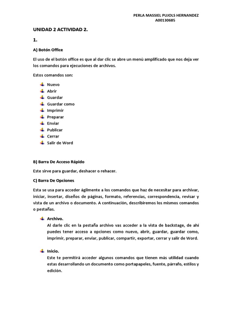 Pujols Perla Barras de Word. | PDF | Microsoft Word | Informática