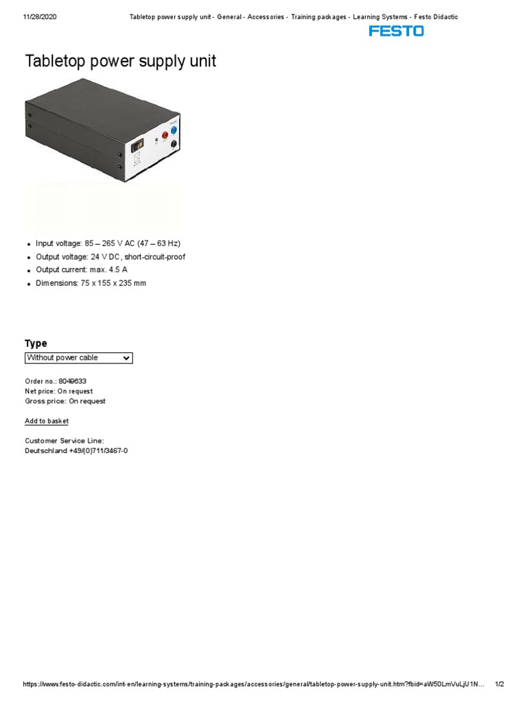 Tabletop Power Supply Unit - General - Accessories - Training Packages ...