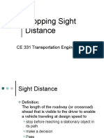 Stopping Sight Distance: CE 331 Transportation Engineering