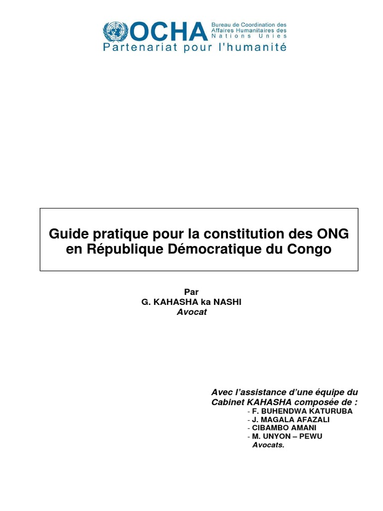 Guide Pratique Pour La Constitution Des ONG en RDC PDF | PDF