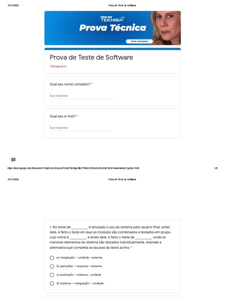 Prova de Teste de Software | PDF | Testes de software | Ciência de Sistemas