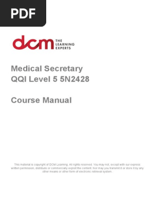 Dcm Medical Secretary Course Manual Pdf Medicine Medical Specialties