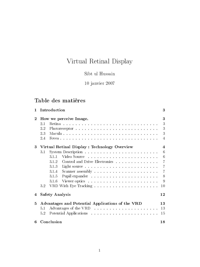 Virtual Retinal Display Overview | PDF