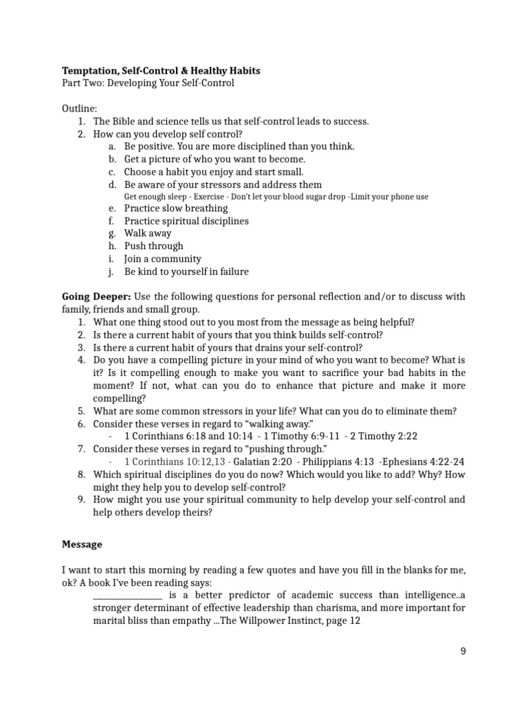 Mastering Self-Control for Success | PDF | Self Control | Self-Management