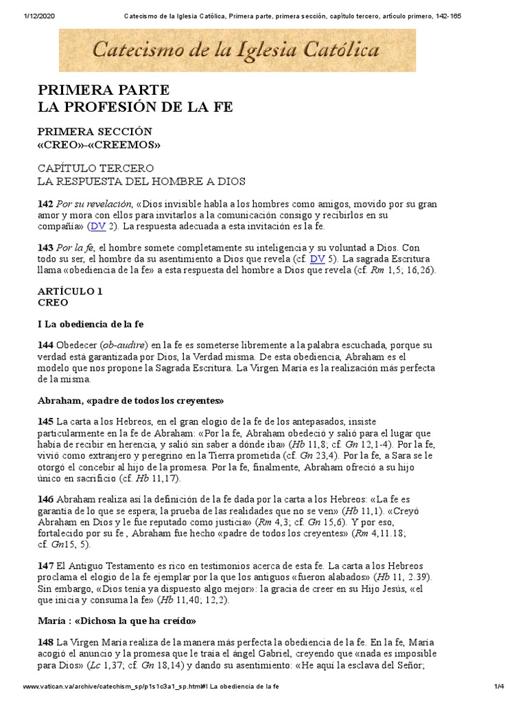 Catecismo de La Iglesia Católica - La Profesion de La Fe | PDF | Fe ...