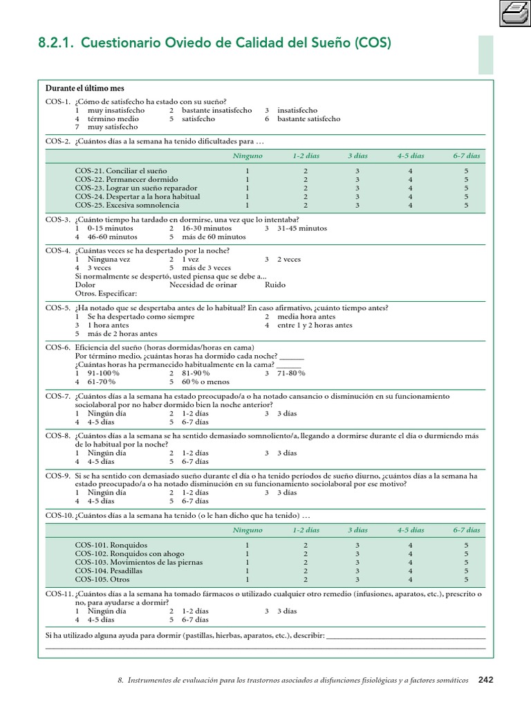 Cuestionario de Calidad de Sueño PDF | PDF | Dormir | Determinantes de ...