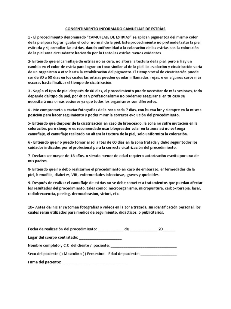 Modulo 6 - Consentimiento Informado Nuevo Estrias PDF | PDF | Color ...