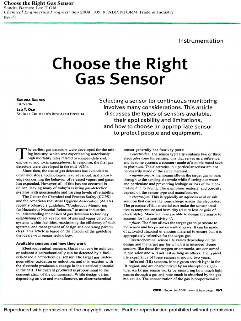 Choose The Right Gas Sensor PDF