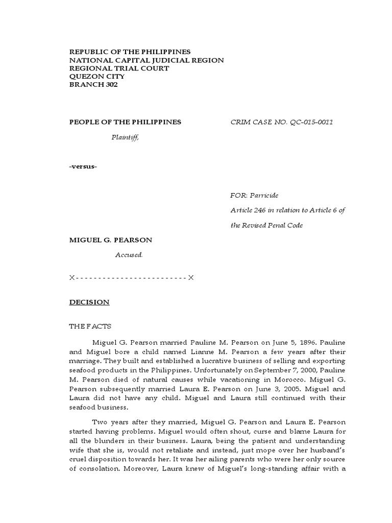 Republic of The Philippines National Capital Judicial Region Regional ...