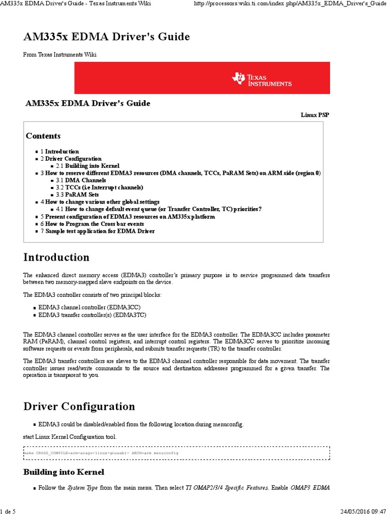 AM335x EDMA Driver Configuration Guide | PDF | Device Driver | Digital ...