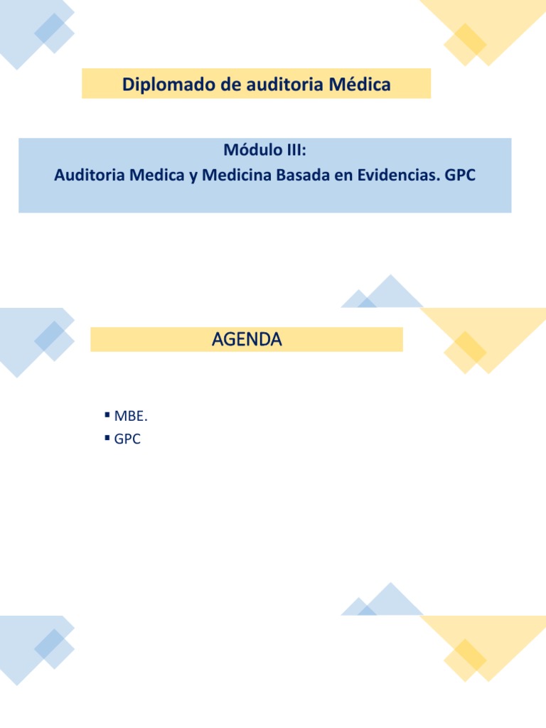 Diplomado en Auditoría Médica y MBE | PDF | Evidencia basada en ...